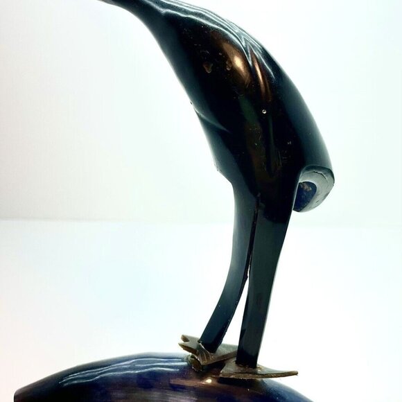 Vintage Egyptology Hand Carved Bird Sculpture On Base Ibis Stork Egret Heron - Picture 7 of 8